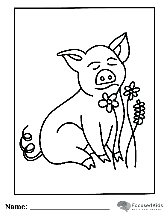 FocusedKids Coloring Page Download: Calm Pig
